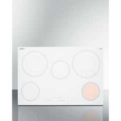 Summit 30" Wide 208-240V 5-Burner Radiant Cooktop with 5 Elements, Hot Surface Indicator, ADA Compliant, ETL Safety Listed, Child Lock, ETL, Residual Heat Indicator Light, Digital Touch Controls, EuroKera Glass Surface - CR5B30T