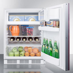 Summit 24" Wide Built-In Refrigerator-Freezer with 5.1 cu. ft. Capacity, 2 Glass Shelves, Right Hinge with Reversible Doors, Crisper Drawer, Cycle Defrost, CFC Free, Wine Shelf - CT661WBI