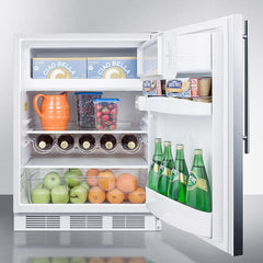 Summit 24" Wide Built-In Refrigerator-Freezer with 5.1 cu. ft. Capacity, 2 Glass Shelves, Crisper Drawer, Cycle Defrost, ADA Compliant, Adjustable Glass Shelves - CT661WBISSH