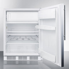 Summit 24" Wide Built-In Refrigerator-Freezer with 5.1 cu. ft. Capacity, 2 Glass Shelves, Crisper Drawer, Cycle Defrost, Adjustable Glass Shelves, Adjustable Thermostat - CT661WBISSH