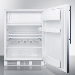 Summit 24" Wide Refrigerator-Freezer, ADA Compliant with 5.1 cu. ft. Capacity, 2 Glass Shelves, Right Hinge with Reversible Doors, Crisper Drawer, Cycle Defrost, ADA Compliant, Adjustable Glass Shelves, Adjustable Thermostat, CFC Free - CT661WSSH