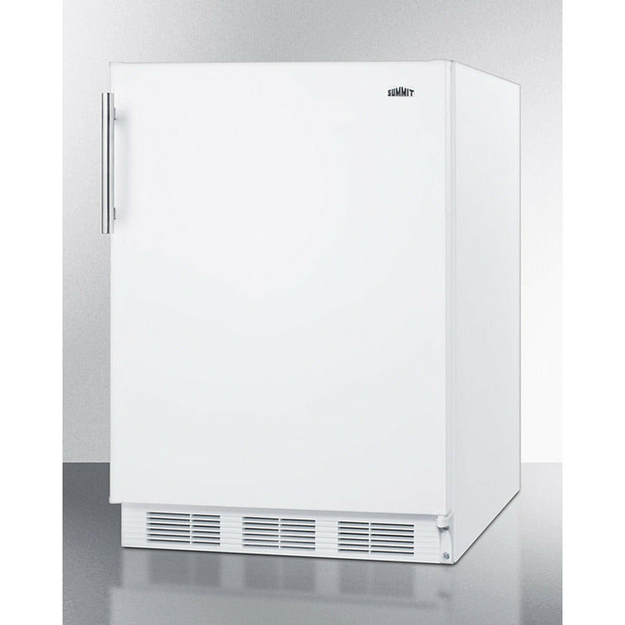 Summit 24" Wide Built-In Refrigerator-Freezer, ADA Compliant with 5.1 cu. ft. Capacity, 2 Glass Shelves, Right Hinge with Reversible Doors, Crisper Drawer, Cycle Defrost, ADA Compliant, Adjustable Glass Shelves - CT661WBIADA
