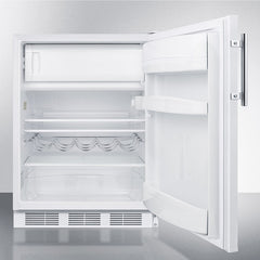 Summit 24" Wide Refrigerator-Freezer with 5.1 cu. ft. Capacity, 2 Glass Shelves, Right Hinge with Reversible Doors, Crisper Drawer, Cycle Defrost, CFC Free, Adjustable Glass Shelves, Adjustable Thermostat - CT661W