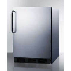Summit 24" Wide Built-In Refrigerator-Freezer, ADA Compliant with 5.1 cu. ft. Capacity, 2 Glass Shelves, Right Hinge, Crisper Drawer, Cycle Defrost, Adjustable Glass Shelves, Adjustable Thermostat - CT663BKCSSADA