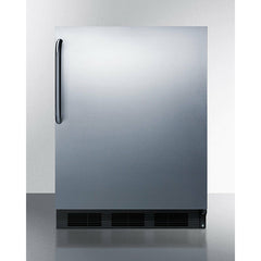 Summit 24" Wide Built-In Refrigerator-Freezer with 5.1 cu. ft. Capacity, 2 Glass Shelves, Right Hinge, Crisper Drawer, Cycle Defrost, Adjustable Glass Shelves, Adjustable Thermostat - CT663BKCSS
