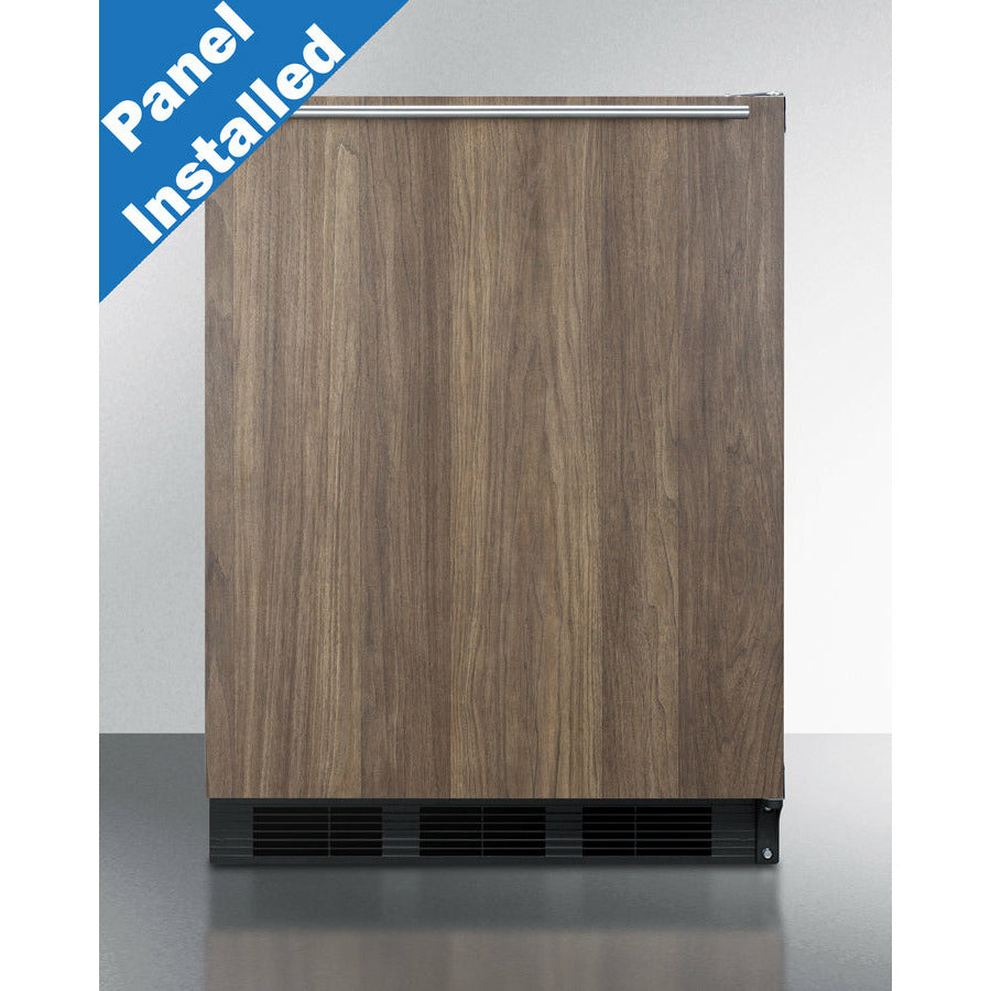Summit 24" Wide Built-In Refrigerator-Freezer With Wood Panel Door with 5.1 cu. ft. Capacity, 2 Glass Shelves, Crisper Drawer, Cycle Defrost, Adjustable Glass Shelves, Adjustable Thermostat, CFC Free, Wine Shelf - CT663BKBIWP1