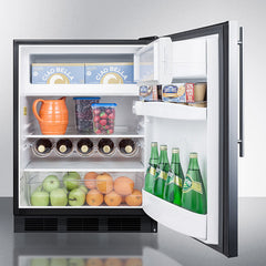 Summit 24" Wide Built-In Refrigerator-Freezer, ADA Compliant with 5.1 cu. ft. Capacity, 2 Glass Shelves, Crisper Drawer, Cycle Defrost, Adjustable Glass Shelves, Adjustable Thermostat - CT663BKBISS