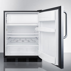 Summit 24" Wide Built-In Refrigerator-Freezer with 5.1 cu. ft. Capacity, 2 Glass Shelves, Crisper Drawer, Cycle Defrost, Adjustable Glass Shelves, Adjustable Thermostat, CFC Free - CT663BKBISS