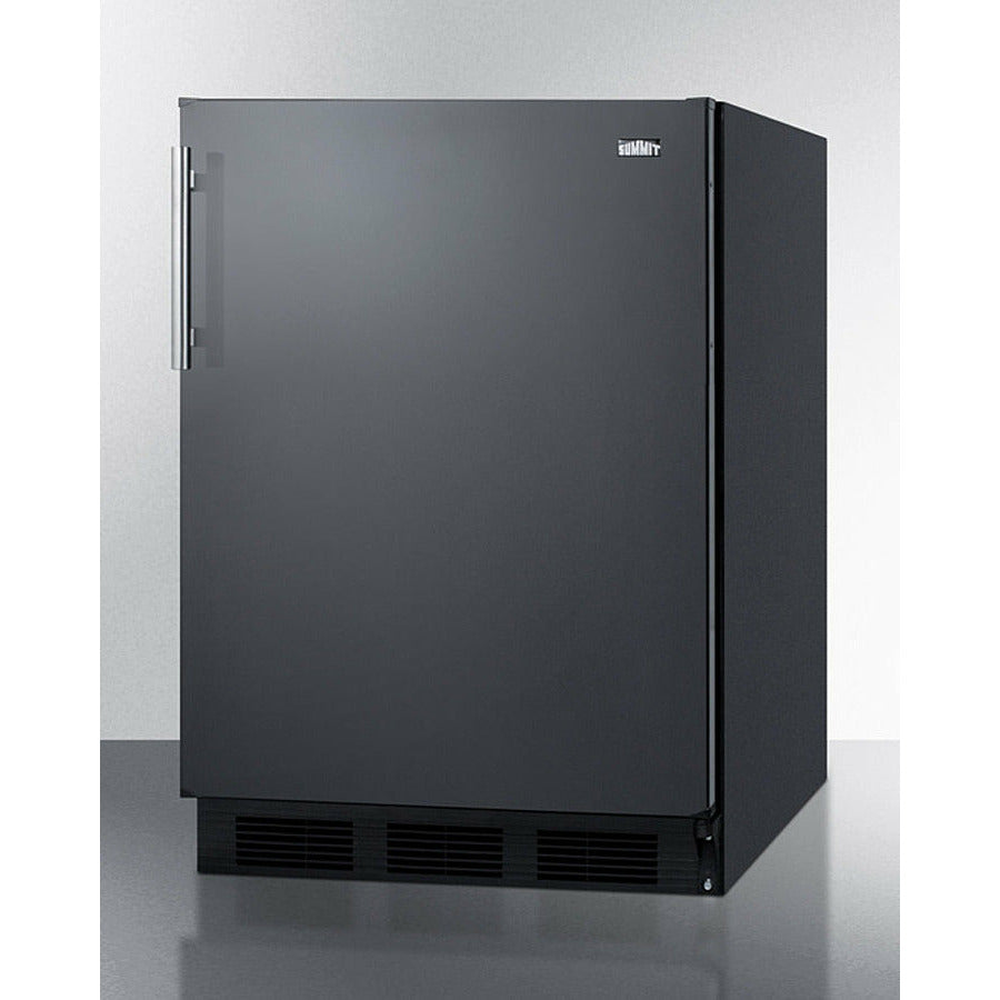 Summit 24" Wide Built-In Refrigerator-Freezer, ADA Compliant with 5.1 cu. ft. Capacity, 2 Glass Shelves, Crisper Drawer, Cycle Defrost, ADA Compliant, CFC Free, Wine Shelf, Slim undercounter dimensions - CT663BKBI