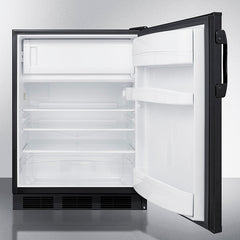 Summit 24" Wide Refrigerator-Freezer with 5.1 cu. ft. Capacity, 3 Glass Shelves, Right Hinge with Reversible Doors, Crisper Drawer, Cycle Defrost, CFC Free, Adjustable Thermostat, Dual Evaporator Cooling - CT66BK