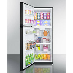 Summit 26" Wide Top Mount Refrigerator-Freezer with 12.89 cu. ft. Total Capacity, 2 Glass Shelves, 3.92 cu. ft. Freezer Capacity, Left Hinge, Crisper Drawer, Frost Free Defrost - FF1427BKLHD