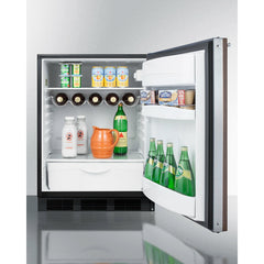 Summit 24" Compact Refrigerator with 5.5 Cu. ft. Capacity ADA Compliant Pre-Installed Wood Door Panel Automatic Defrost - FF63BKBIWP1ADA