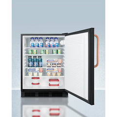 Summit 24" Wide Built-in All-refrigerator with Antimicrobial Pure Copper Handle, ADA Compliant - FF7LBLKBITBCADA