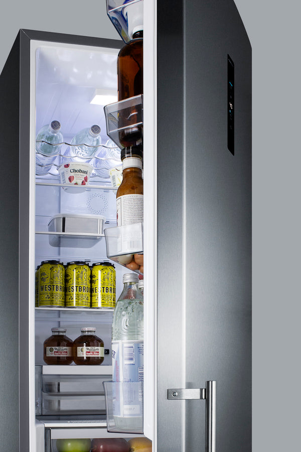 Summit 24" Wide Bottom Freezer Refrigerator with 11.7 cu. ft. Total Capacity, 3 Glass Shelves, Crisper Drawer, Right Hinge, Frost Free Defrost, Energy Star Certified, Adjustable Glass Shelves, CFC Free - FFBF181ES2