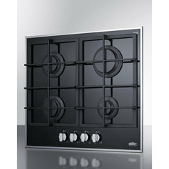 Summit 24" Gas-on-glass Cooktop with (4) Sealed Burners - GC424BGL
