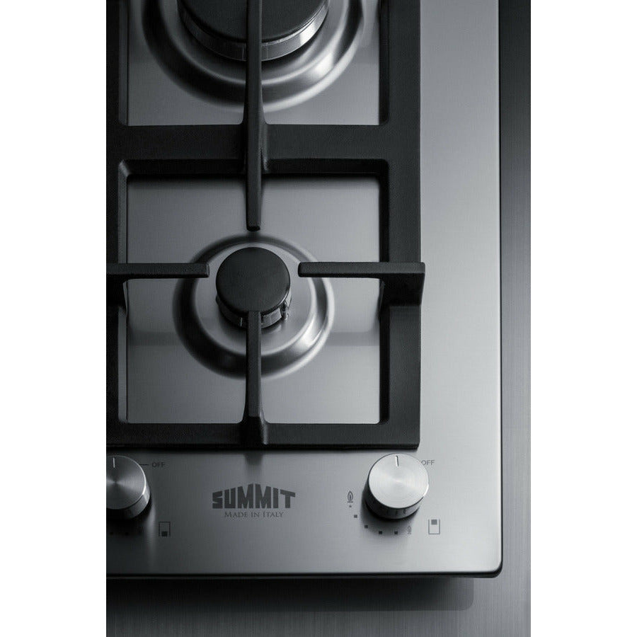 Summit 12" Wide 2-Burner Gas Cooktop in Stainless Steel - GCJ2SS