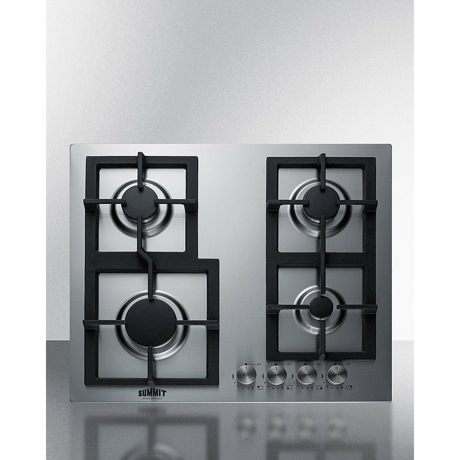 Summit 24" Wide 4-Burner Gas Cooktop in Stainless Steel - GCJ4SS