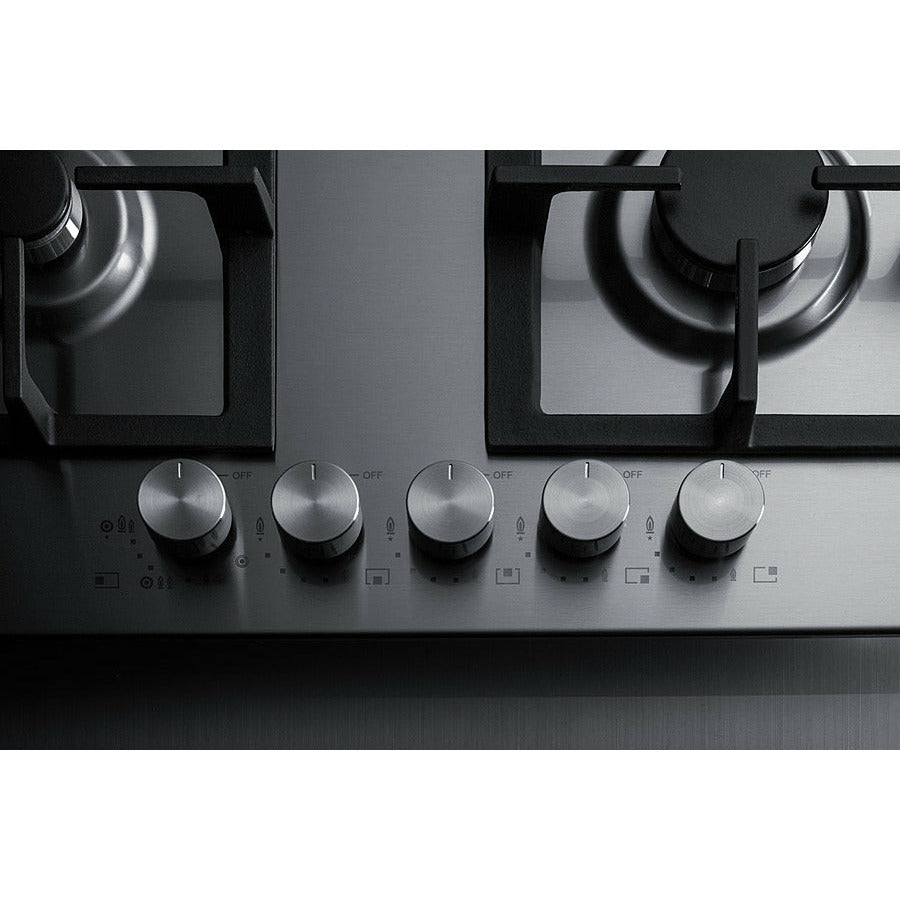Summit 34" Wide 5-Burner Gas Cooktop in Stainless Steel - GCJ536SS