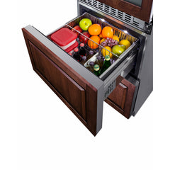 Summit 24" Wide Combination Dual-Zone Wine Cellar and 2-Drawer All-Refrigerator (Panels Not Included) with Door Lock, Automatic Defrost, CFC Free, Automatic Defrost, Temperature Memory Function - SWCDAR24