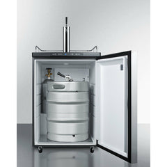 Summit 24" Commercial Built In or Freestanding Single Tap Beer Dispenser with 5.6 cu. ft. Capacity, Casters, Wide Built-In Kegerator - SBC635MBI7SS