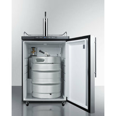 Summit 24" Commercial Built In or Freestanding Single Tap Beer Dispenser with 5.6 cu. ft. Capacity, Casters, Wide Built-In Kegerator - SBC635MBI7SS