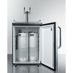 Summit 24" Wide Kegerator Freestanding Beer Dispenser with 1 Half-Barrel Capacity, Digital Thermostat, Automatic Defrost, Dual Tap Kit - SBC635MDPLTWIN