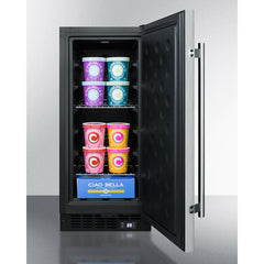 Summit 15" Built-In All-Freezer with 2.45 cu. ft. Capacity, Factory-Installed Lock, Adjustable Chrome Shelves, Frost-Free, Fingerprint Resistant, Digital Display - SCFF1533B