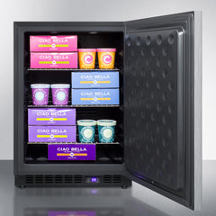 Summit 24" Wide Built-In All-Freezer with Adjustable Chrome Shelves, Door/Temperature Alarms, Temperature Memory Function - SCFF53BXCSS