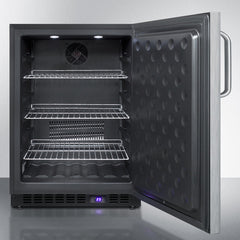 Summit 24" Wide Built-In All-Freezer with Adjustable Chrome Shelves, Door/Temperature Alarms, Temperature Memory Function - SCFF53BXCSS