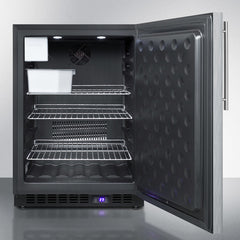 Summit 24" Wide Outdoor All-Freezer With Icemaker with 4.72 cu.ft. Capacity, Right Hinge, Frost Free Defrost, Ice Maker, Digital Thermostat, Factory Installed Lock - SPFF51OSSS
