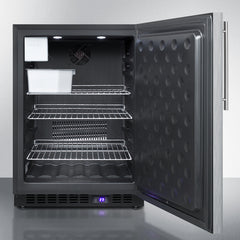 Summit 24" Wide Outdoor All-Freezer With Icemaker with 4.72 cu.ft. Capacity, Right Hinge, Frost Free Defrost, Ice Maker, Digital Thermostat - SPFF51OSCSSHVIM
