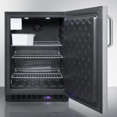 Summit 24" Wide Outdoor All-Freezer With Icemaker with 4.72 cu.ft. Capacity, Right Hinge, Frost Free Defrost, Ice Maker, Digital Thermostat, Factory Installed Lock - SPFF51OSSS