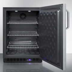 Summit 24" Wide Built-In All-Freezer with High-Temperature Alarm, Adjustable Chrome Shelves, Temperature Memory Function, Frost-Free, Open Door Alarm, Built-In Capable, Professional Handle, Fingerprint Resistant -  SCFF53BX