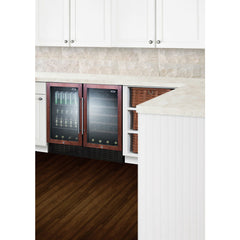 Summit 18" Wide Built-In Beverage Center (Panel Not Included) with 2.7 Cu. Ft. Capacity, Adjustable Chrome Shelves, Tempered Glass Door, LED Lighting, Digital Thermostat - SCR1841B