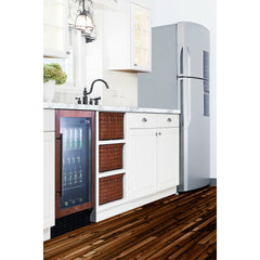 Summit 18" Wide Built-In Beverage Center (Panel Not Included) with 2.7 Cu. Ft. Capacity, Adjustable Chrome Shelves, Tempered Glass Door, LED Lighting, Digital Thermostat - SCR1841B