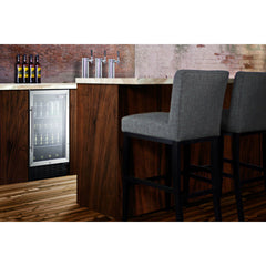 Summit 18" Wide Built-In Beverage Center, ADA Compliant with 2.7 Cu. Ft. Capacity, Adjustable Chrome Shelves, Tempered Glass Door, LED Lighting - SCR1841B