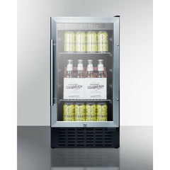 Summit 18" Wide Built-In Beverage Center (Panel Not Included) with 2.7 Cu. Ft. Capacity, Adjustable Chrome Shelves, Tempered Glass Door, LED Lighting, Digital Thermostat - SCR1841B