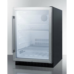 Summit 24" Wide Built-In Beverage Center with Glass Door, 3 Adjustable Chrome Shelves, Automatic Defrost, Digital Thermostat - SCR2464