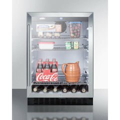 Summit 24" Wide Built-In Beverage Center with Glass Door, 3 Adjustable Chrome Shelves, Automatic Defrost, Digital Thermostat - SCR2464