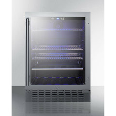 Summit 24" Wide Built-In Beverage Cooler with 4.2 Cu. Ft. Capacity, Adjustable Shelves, Lock, Double Pane Tempered Glass Door - SCR2466B