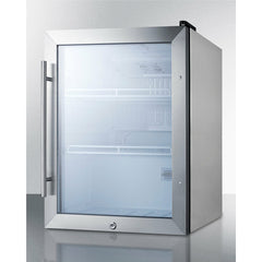 Summit 19" Compact Beverage Center with 2.1 Cu. Ft. Capacity, Double Pane Tempered Glass Door, Stainless Steel Trim, Adjustable Shelves - SCR314L