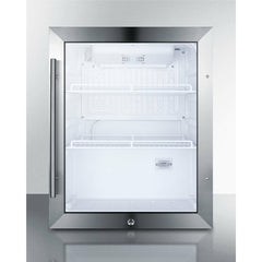 Summit 19" Compact Beverage Center with 2.1 Cu. Ft. Capacity, Double Pane Tempered Glass Door, Stainless Steel Trim, Adjustable Shelves - SCR314L