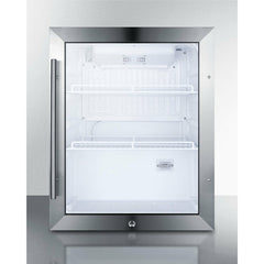 Summit 19" Compact Beverage Center with 2.1 Cu. Ft. Capacity, Double Pane Tempered Glass Door, Stainless Steel Trim, Adjustable Shelves - SCR314L