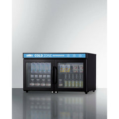 Summit 36" Wide Back Bar Beverage Center, Shallow Depth with 3.2 Cu. Ft. Capacity, Exterior LED Panel, Removable Shelves, Self-Closing Doors - SCR3502DLL