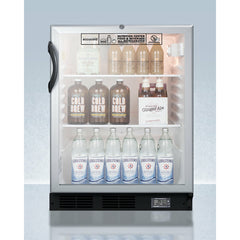 Summit 24" Wide Built-In All-Refrigerator, ADA Compliant with 5.5 cu. ft. Capacity, 4 Glass Shelves, Right Hinge with Reversible Doors, with Door Lock, Automatic Defrost, Adjustable Glass Shelves, Factory Installed Lock, CFC Free - SCR600BGLBINZADA