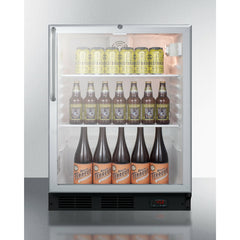 Summit 24" Wide Craft Beer Pub Cellar with 5.5 cu. ft. Capacity Reversible Door, Lock, 5 Shelves , CFC Free, Commercially Approved, Digital Thermostat - SCR600BGLDTPUBCSS