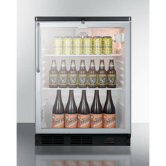 Summit 24" Wide Craft Beer Pub Cellar with 5.5 cu. ft. Capacity Reversible Door, Lock, 5 Shelves , CFC Free, Commercially Approved, Digital Thermostat - SCR600BGLDTPUB
