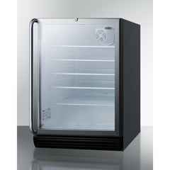 Summit 24" Wide Built-In Beverage Center, ADA Compliant with 5.5 cu. ft. Capacity Lock, 5 Shelves , Adjustable Glass Shelves, ETL, Automatic Defrost, Double Pane Tempered Glass Door - SCR600BGLBI