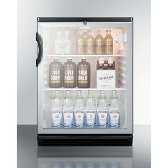 Summit 24" Wide Beverage Center with 5.5 cu. ft. Capacity Reversible Door, Lock, 5 Shelves , Factory Installed Lock, CFC Free, Commercially Approved - SCR600BGL