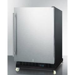 Summit 24" Wide Built-In Beverage Center with 5.0 Cu. Ft. Capacity, Stainless Steel Exterior, Reversible Stainless Steel Door, Open Door & Temperature Alarm (Panel Not Included) - SCR610BLSD